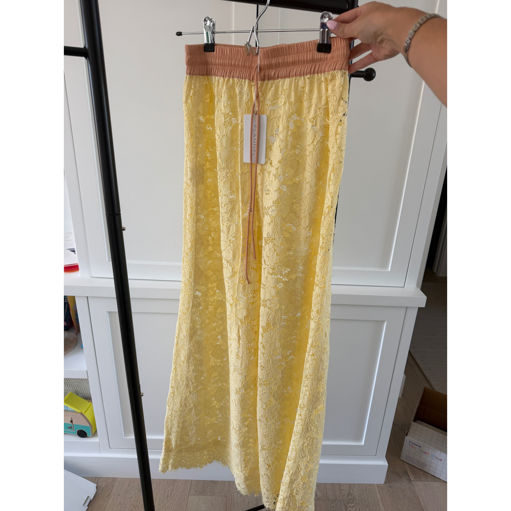 Flannel Yellow Lace Pants - Picture 2 of 3